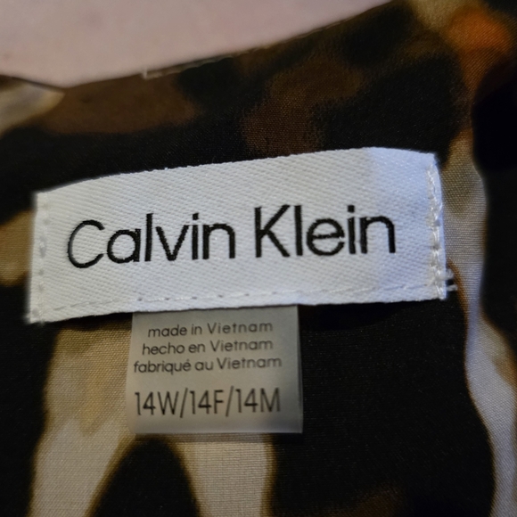 Calvin Klein Sleeveless Animal Print Dress with Belt Size 14W - Picture 2 of 3